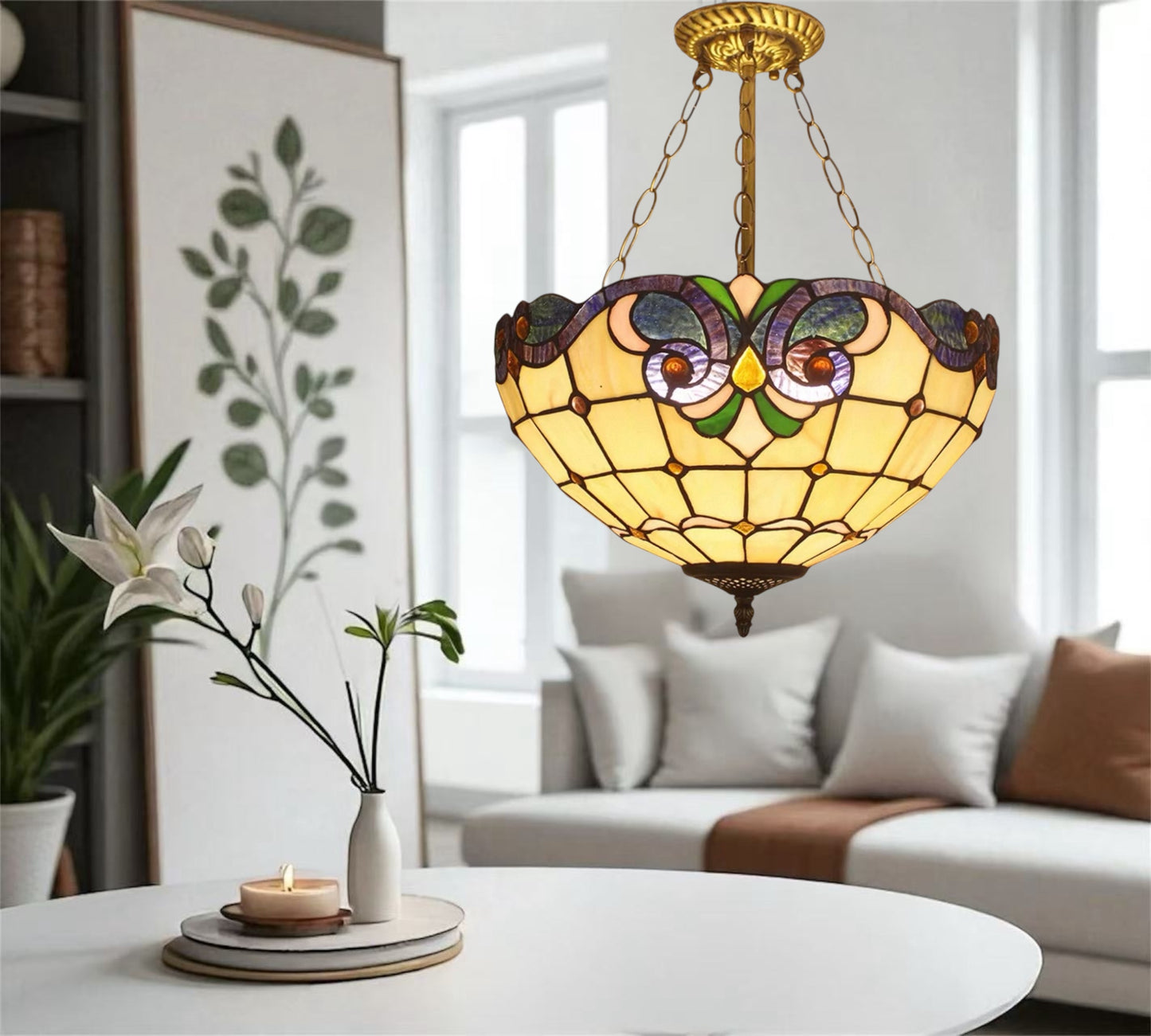 CDH 16" Tiffany Upright Lamp 40cm shade (16405XR)