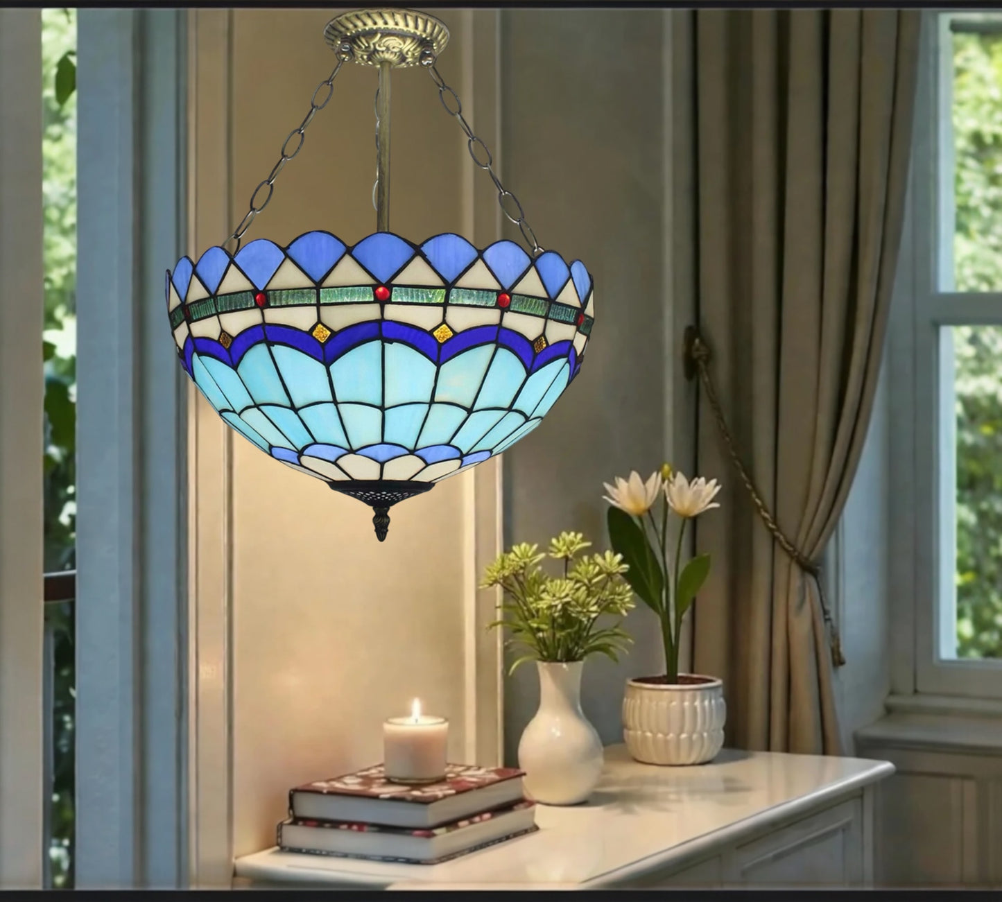 CDH 16" Tiffany Upright Lamp 40cm shade (16010CR)
