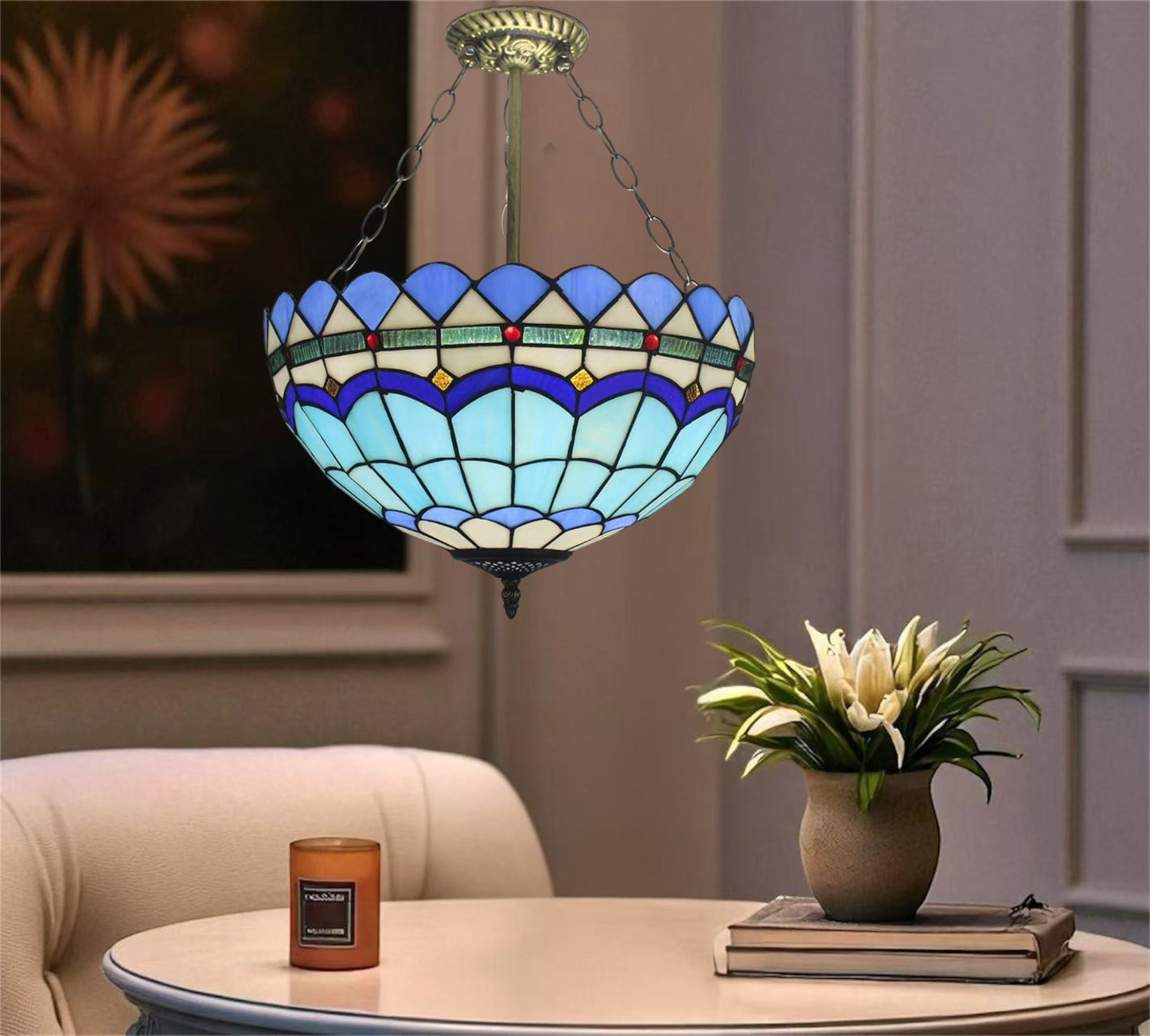 CDH 16" Tiffany Upright Lamp 40cm shade (16010CR)