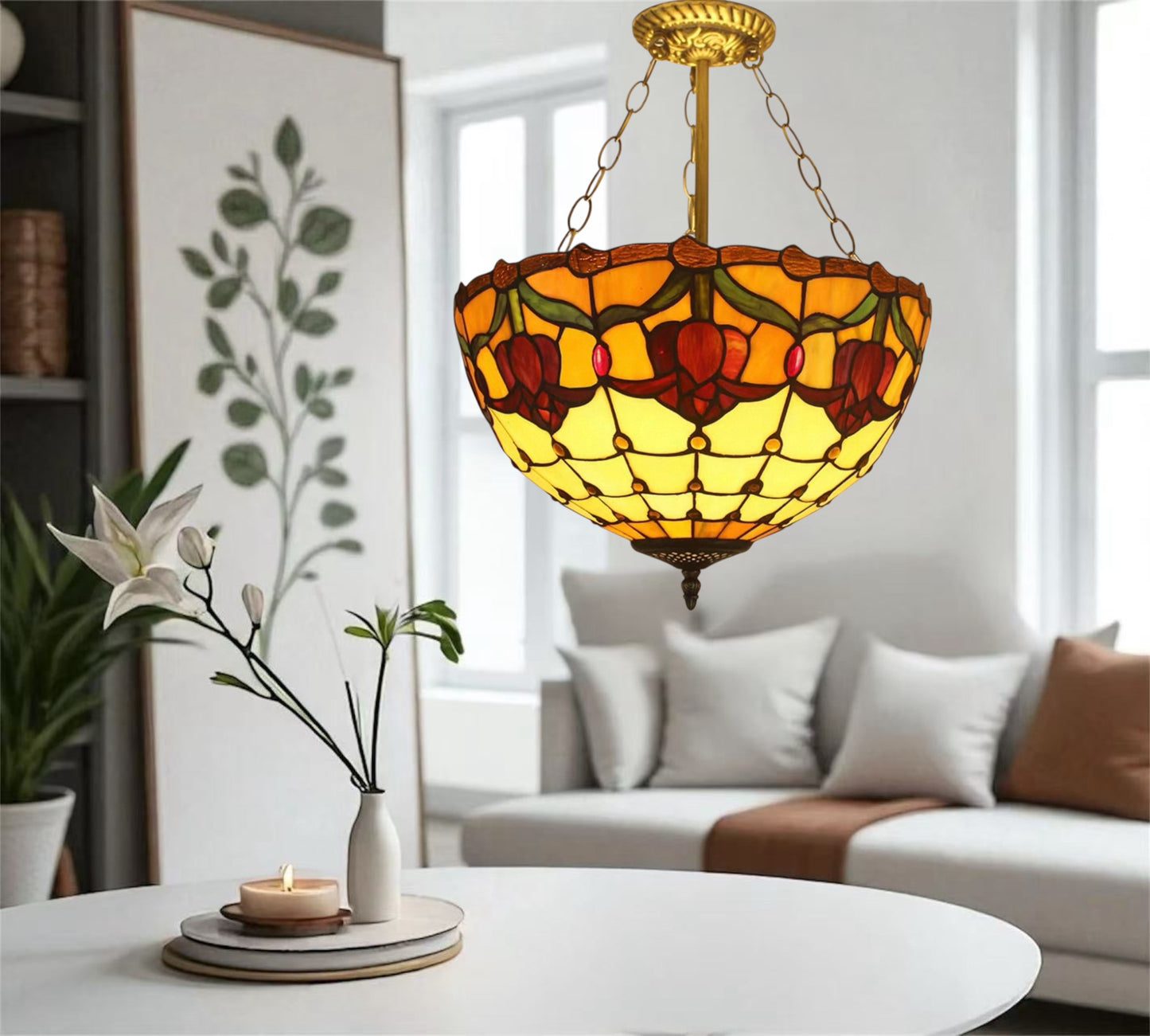 CDH 16" Tiffany Upright Lamp 40cm shade (15032CR)