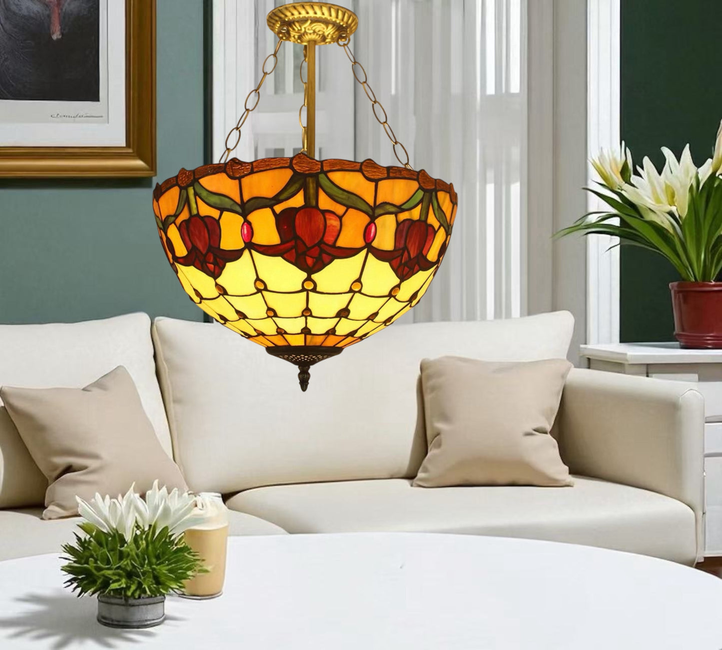 CDH 16" Tiffany Upright Lamp 40cm shade (15032CR)