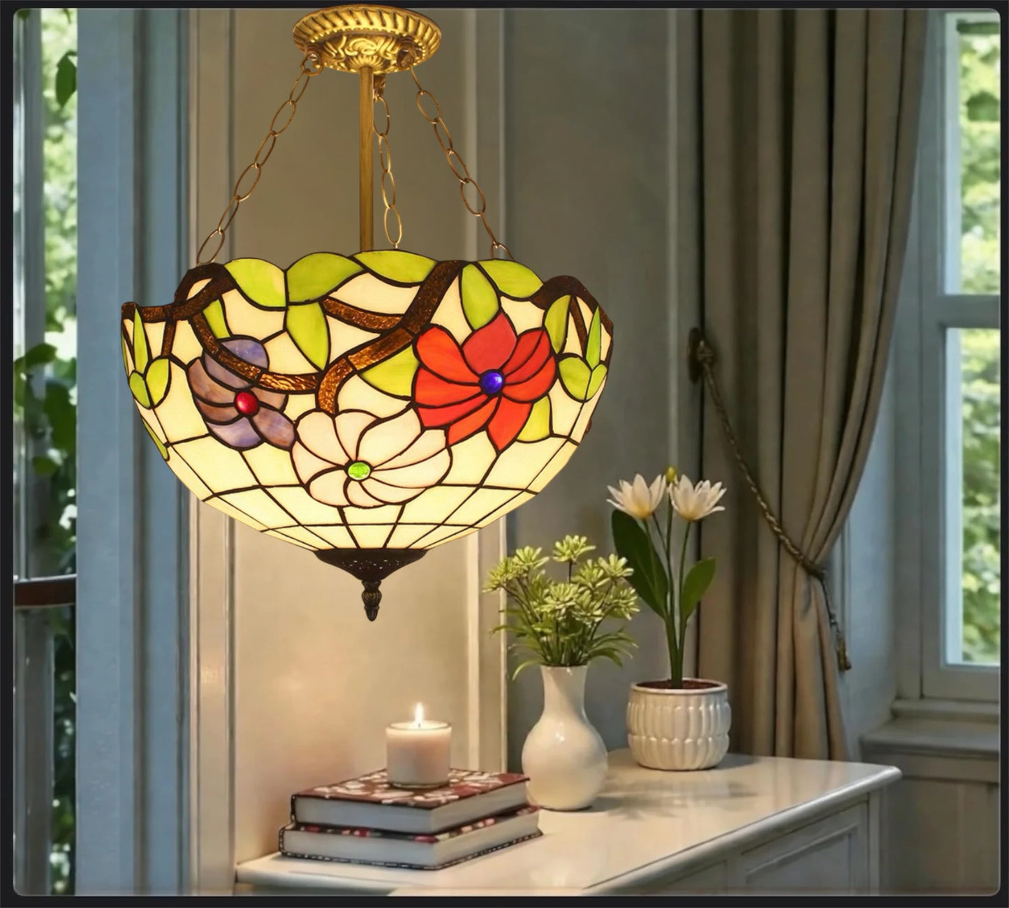 CDH 16" Tiffany Upright Lamp 40cm shade (11002XCR)