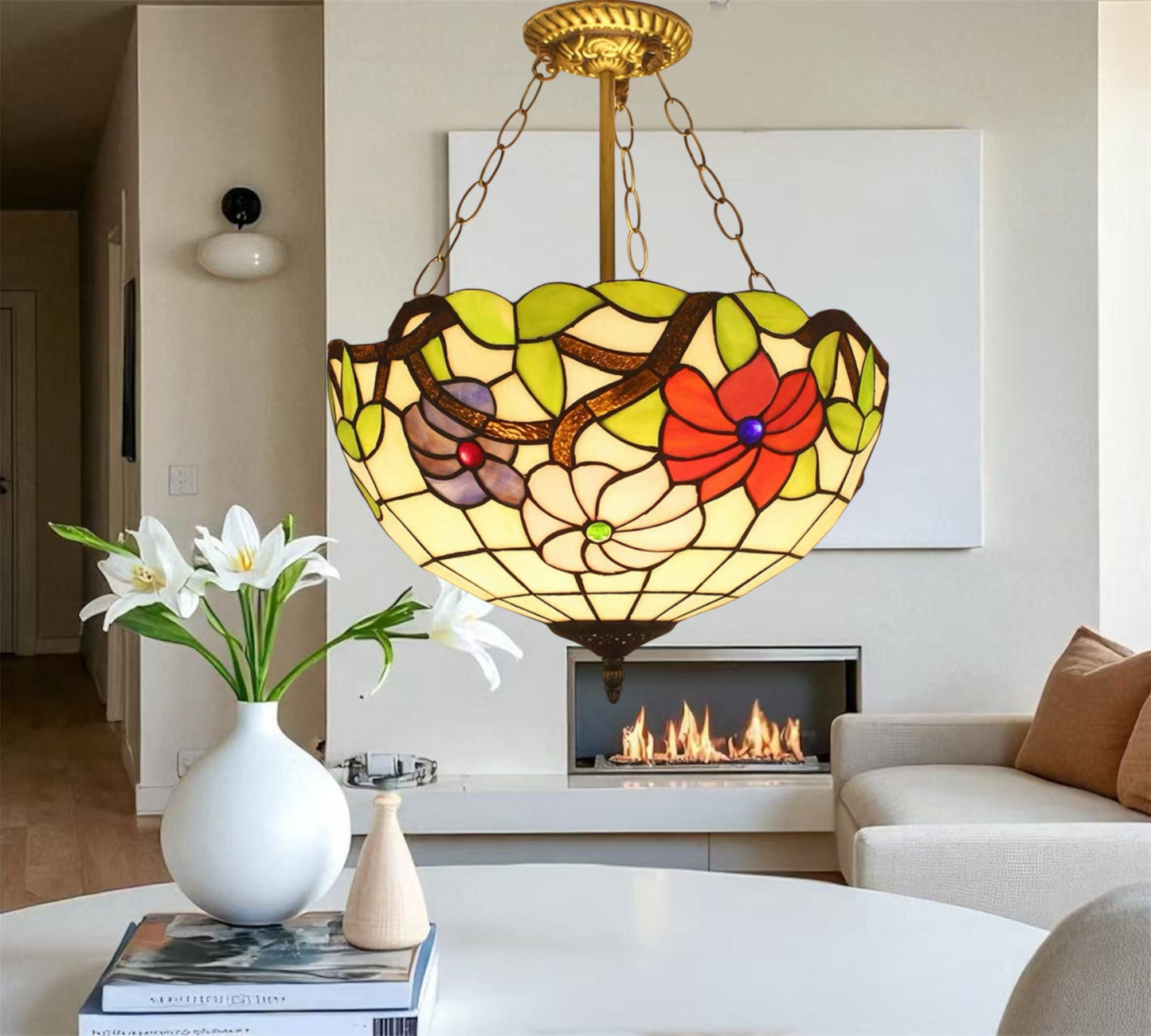 CDH 16" Tiffany Upright Lamp 40cm shade (11002XCR)