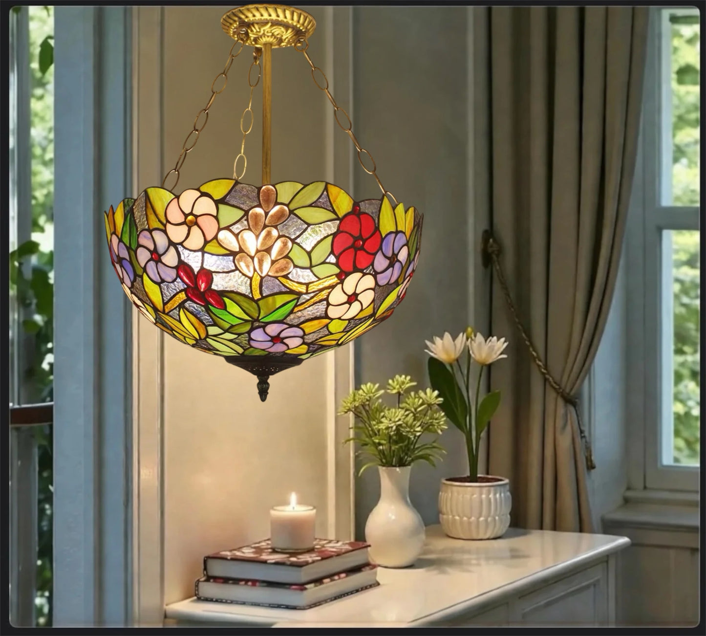 CDH 16" Tiffany Upright Lamp 40cm shade (16022CR)