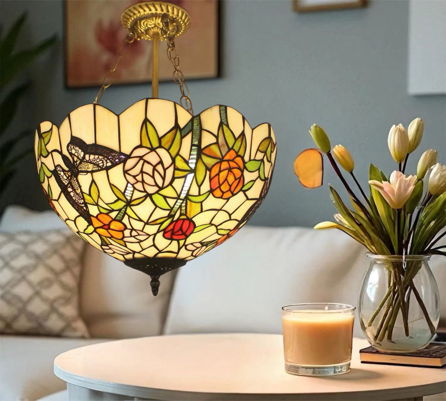 CDH 16" Tiffany Upright Lamp 40cm shade (16032CR)