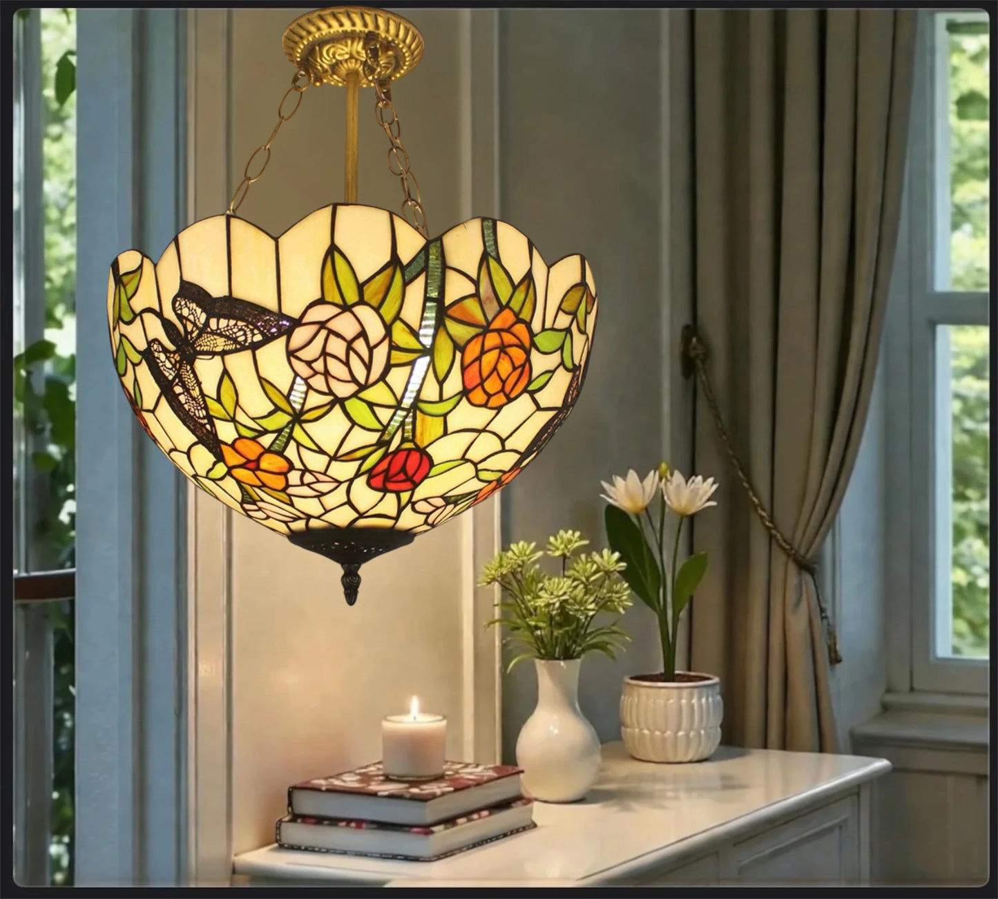 CDH 16" Tiffany Upright Lamp 40cm shade (16032CR)