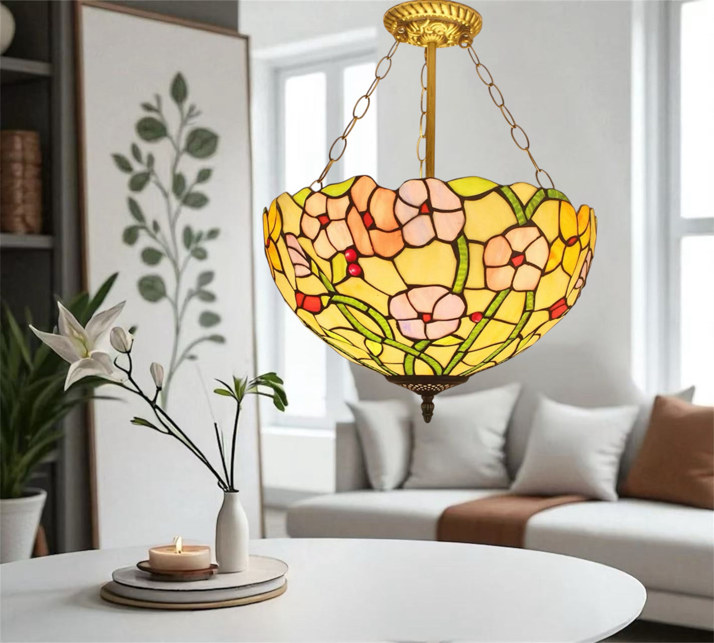 CDH 16" Tiffany Upright Lamp 40cm shade (12098LCR)