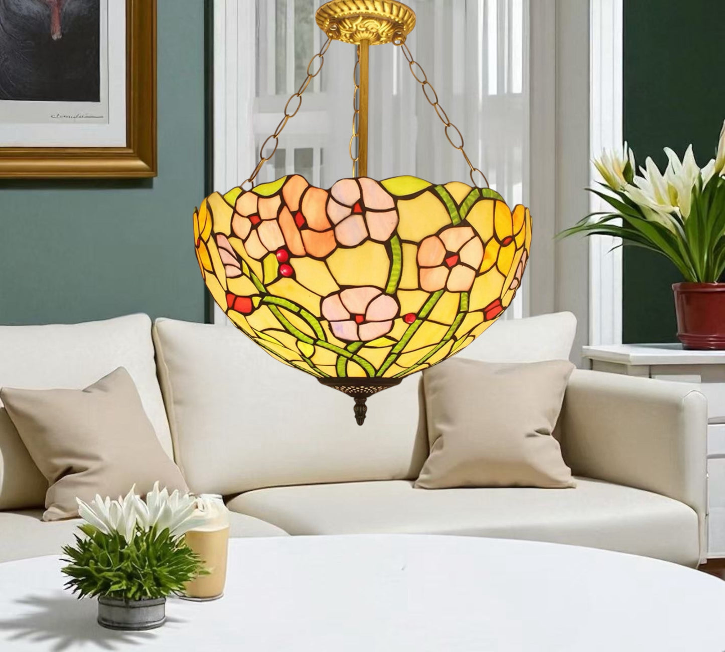 CDH 16" Tiffany Upright Lamp 40cm shade (12098LCR)