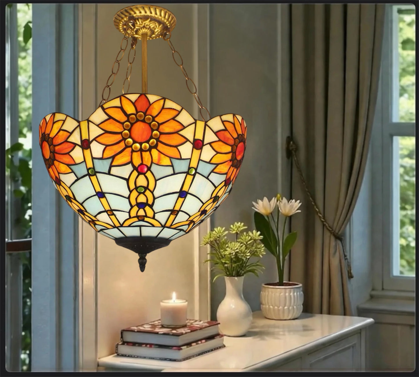 CDH 16" Tiffany Upright Lamp 40cm shade (11003XCR)