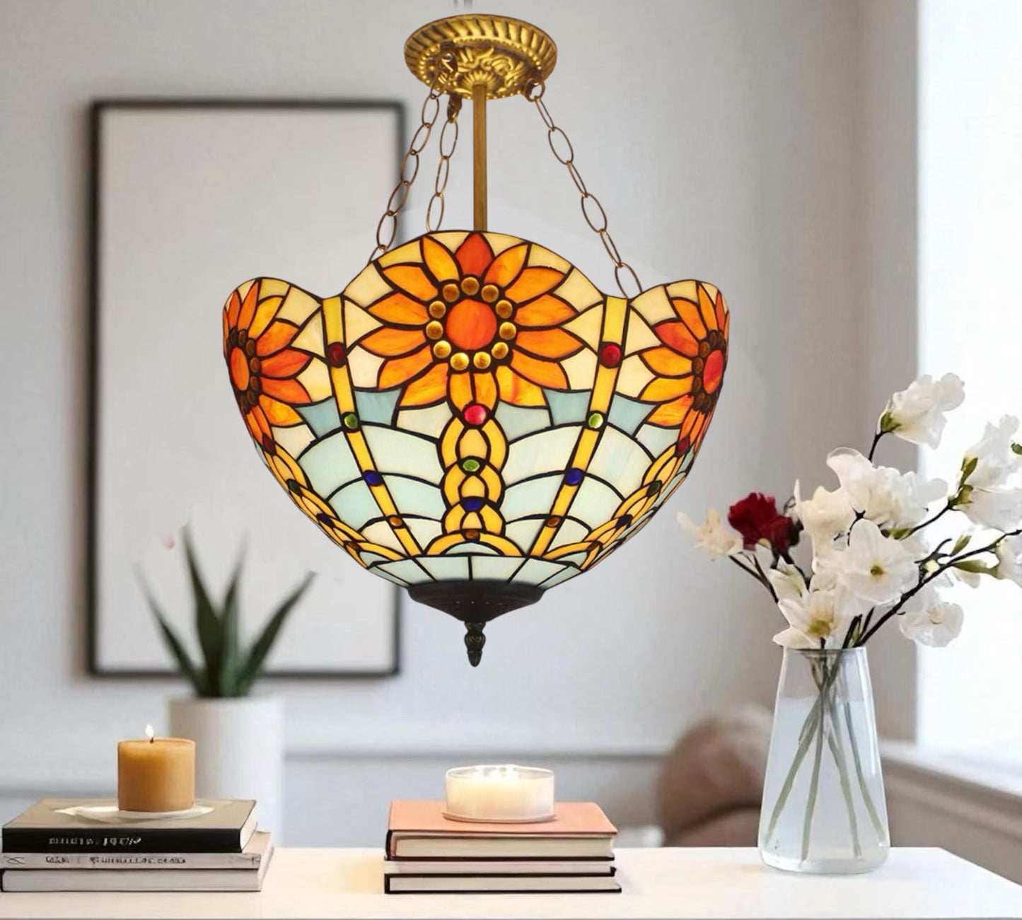 CDH 16" Tiffany Upright Lamp 40cm shade (11003XCR)
