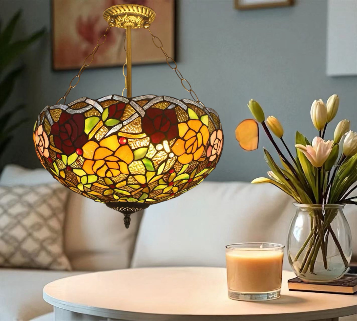 CDH 16" Tiffany Upright Lamp 40cm shade (13004XCR)