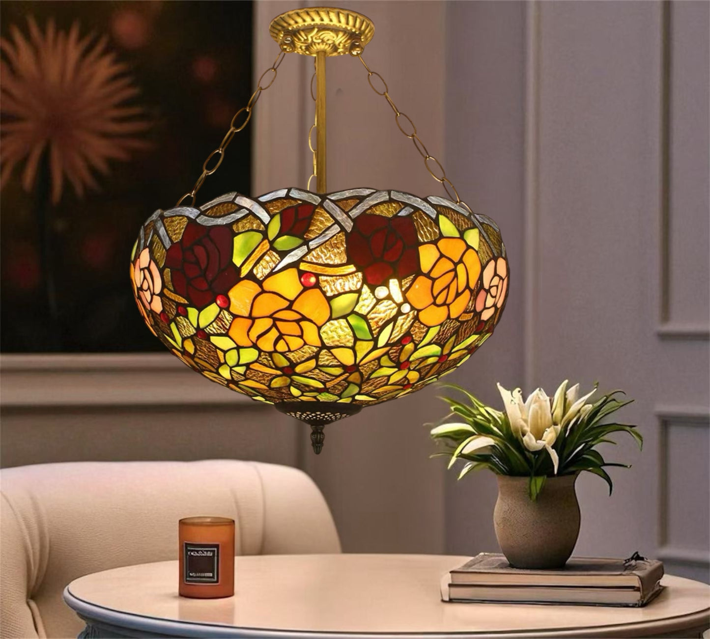 CDH 16" Tiffany Upright Lamp 40cm shade (13004XCR)