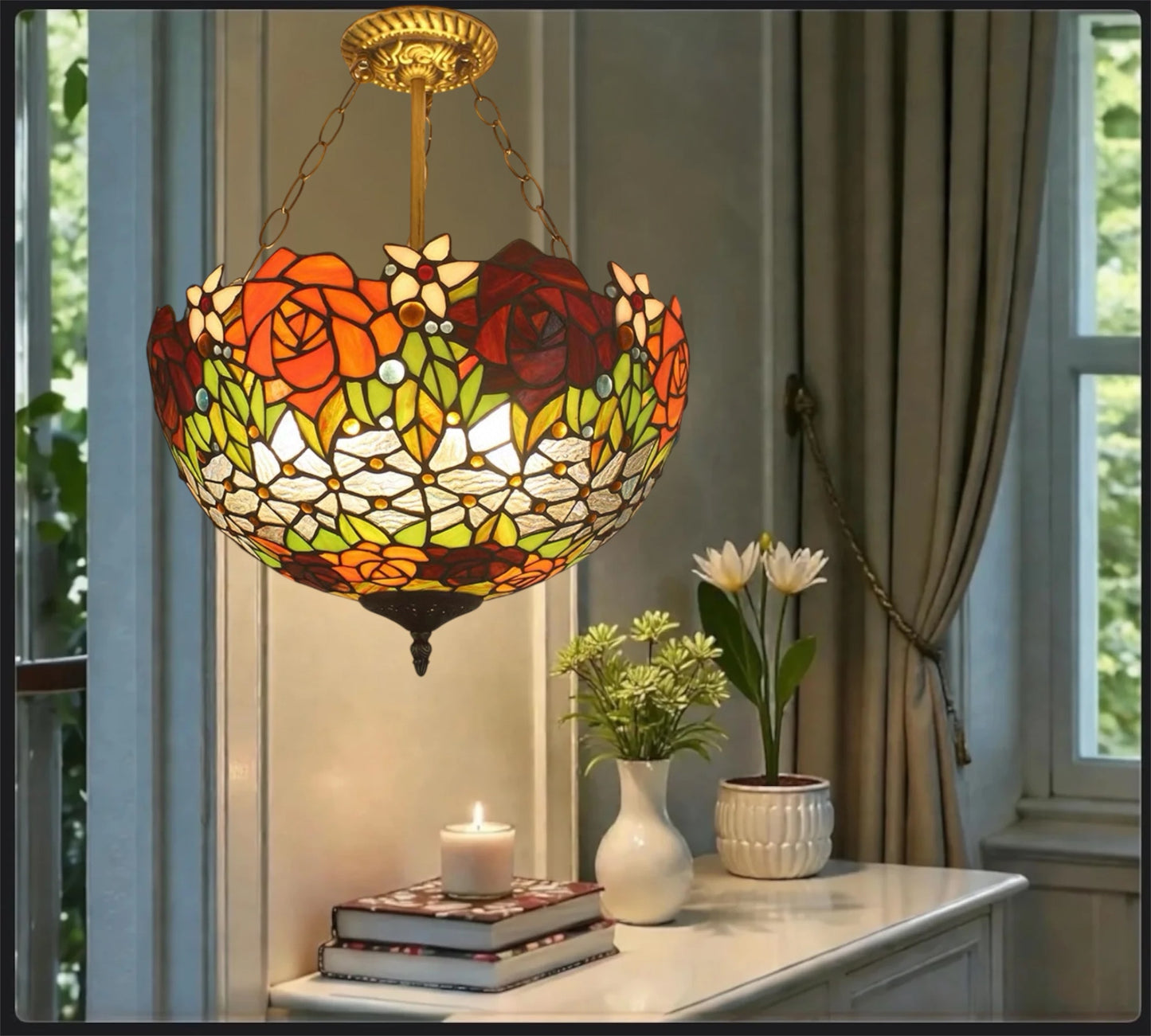 CDH 16" Tiffany Upright Lamp 40cm shade (11005XCR)