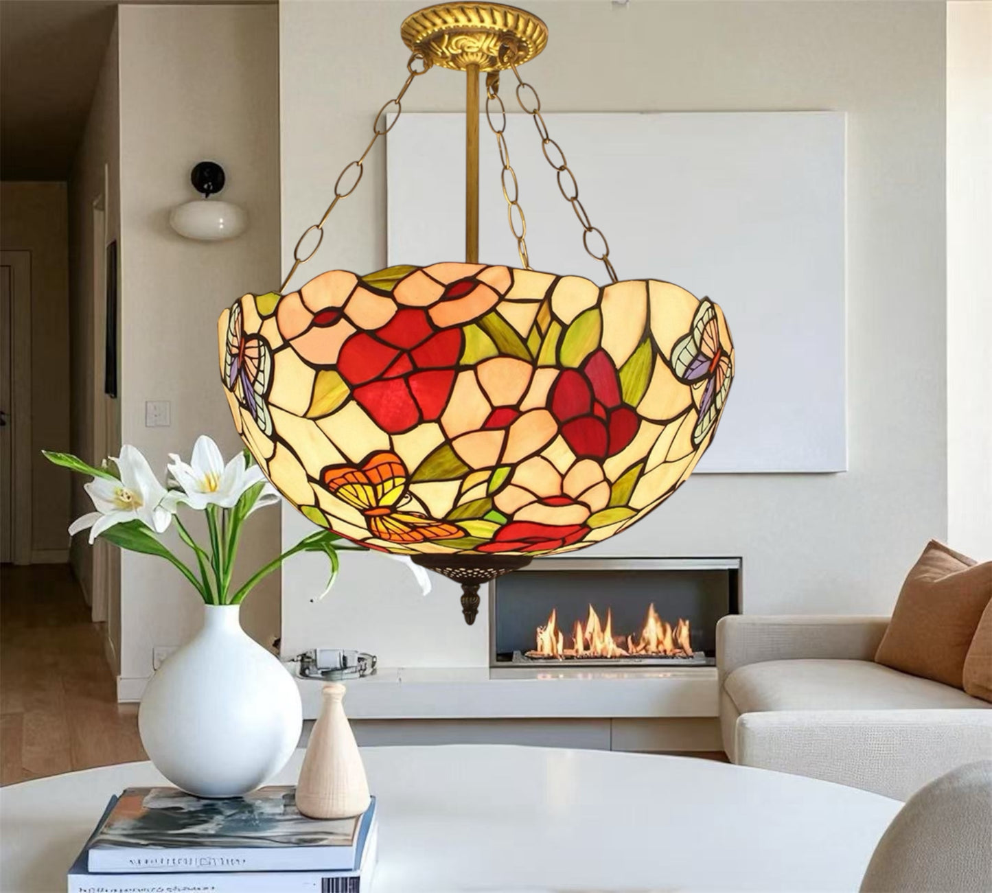 CDH 16" Tiffany Upright Lamp 40cm shade (11006XCR)