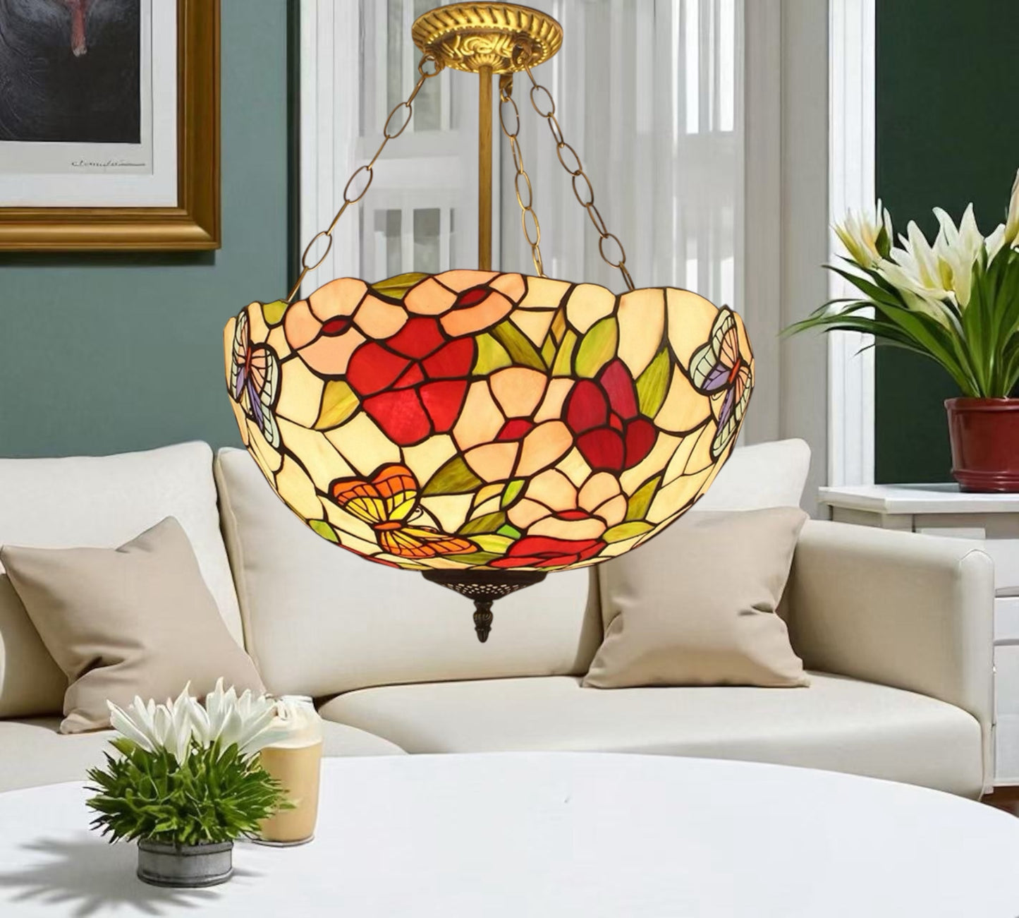 CDH 16" Tiffany Upright Lamp 40cm shade (11006XCR)