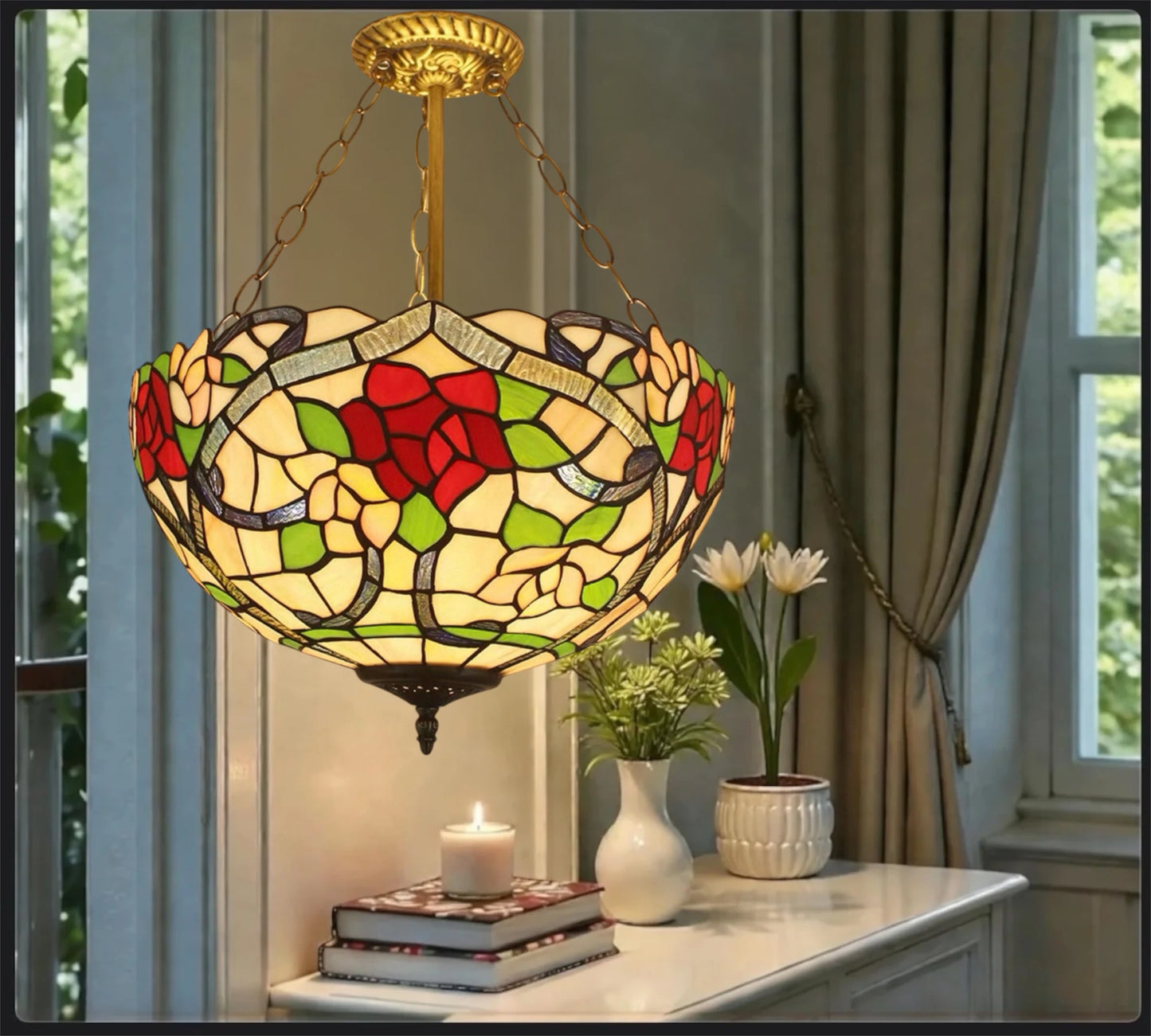 CDH 16" Tiffany Upright Lamp 40cm shade (11007XCR)