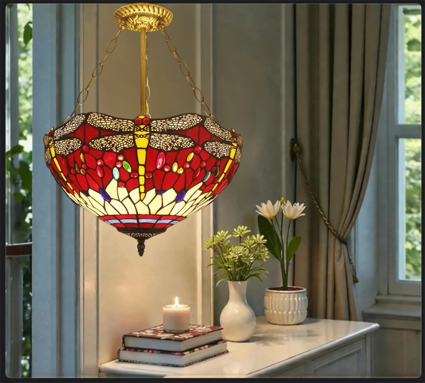 CDH 16" Tiffany Upright Lamp 40cm shade (23002RX)
