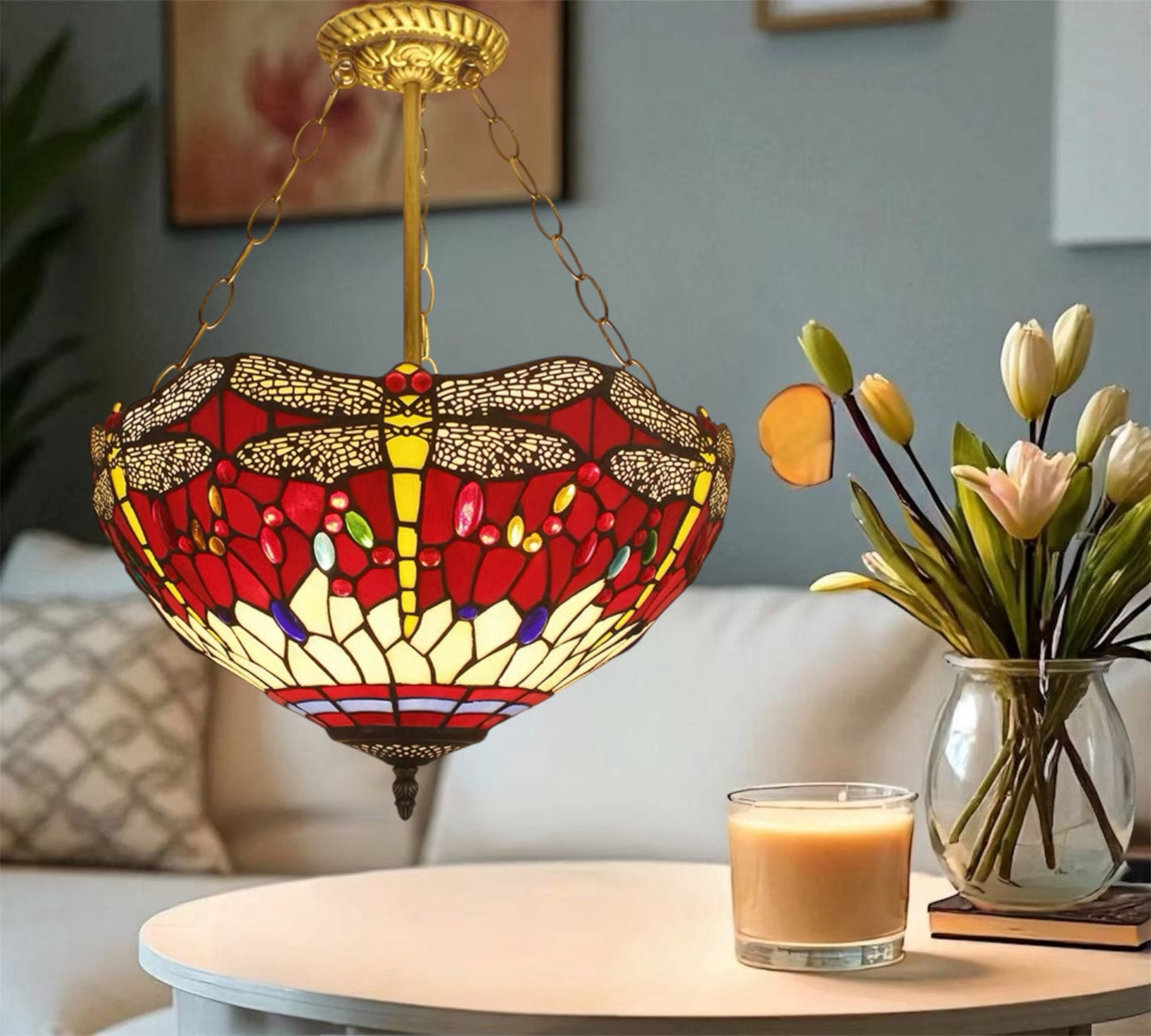 CDH 16" Tiffany Upright Lamp 40cm shade (23002RX)