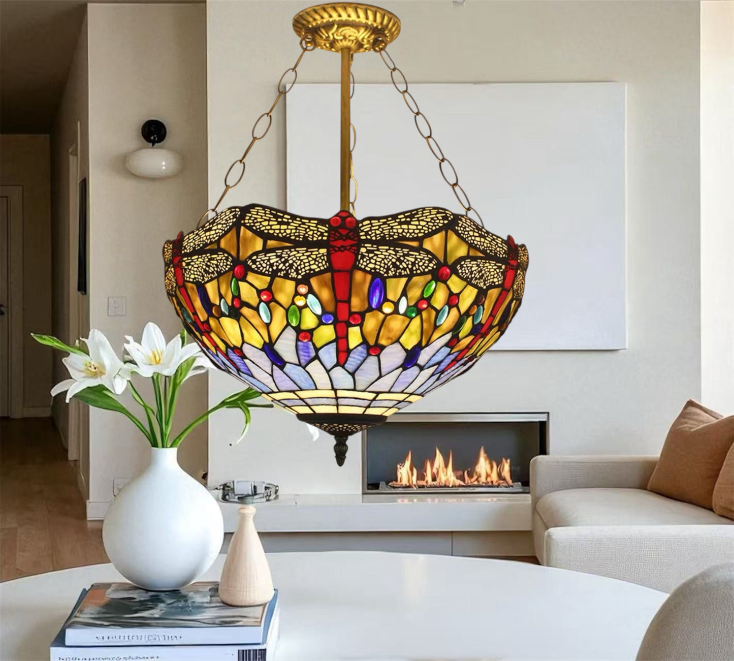 CDH 16" Tiffany Upright Lamp 40cm shade (16031CR)