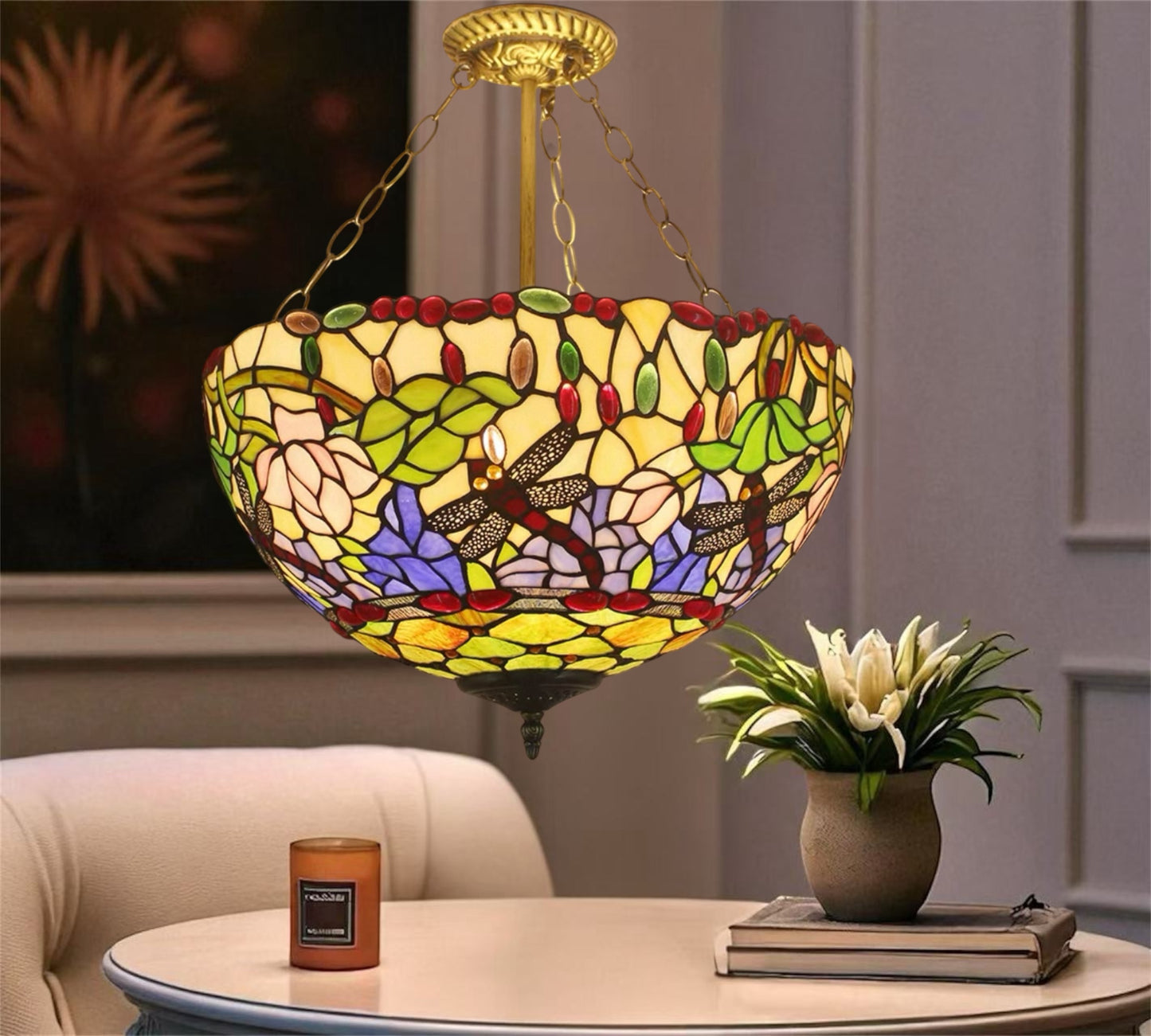 CDH 16" Tiffany Upright Lamp 40cm shade (16941CR)