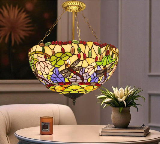 CDH 18" Tiffany Upright Lamp 46cm shade (19010CR)