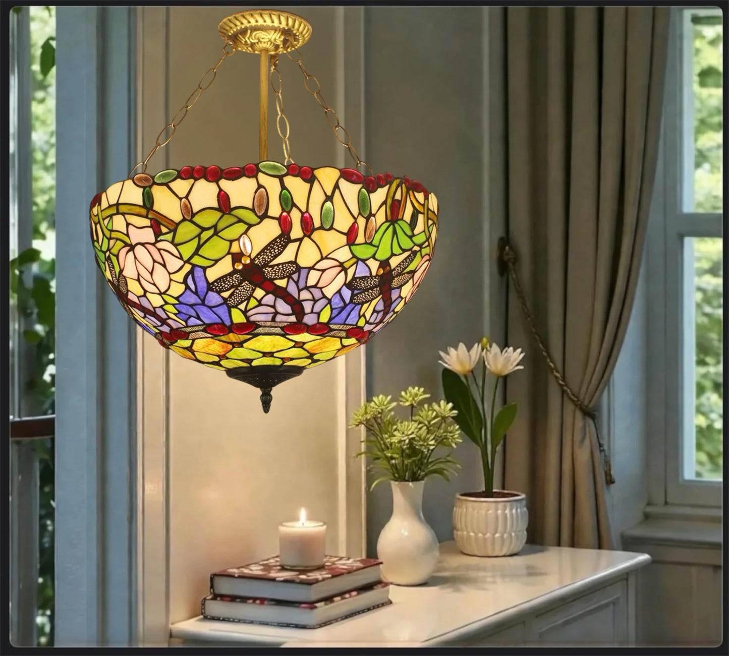 CDH 16" Tiffany Upright Lamp 40cm shade (16941CR)