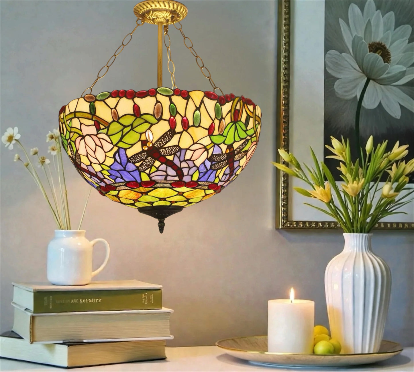 CDH 16" Tiffany Upright Lamp 40cm shade (16941CR)