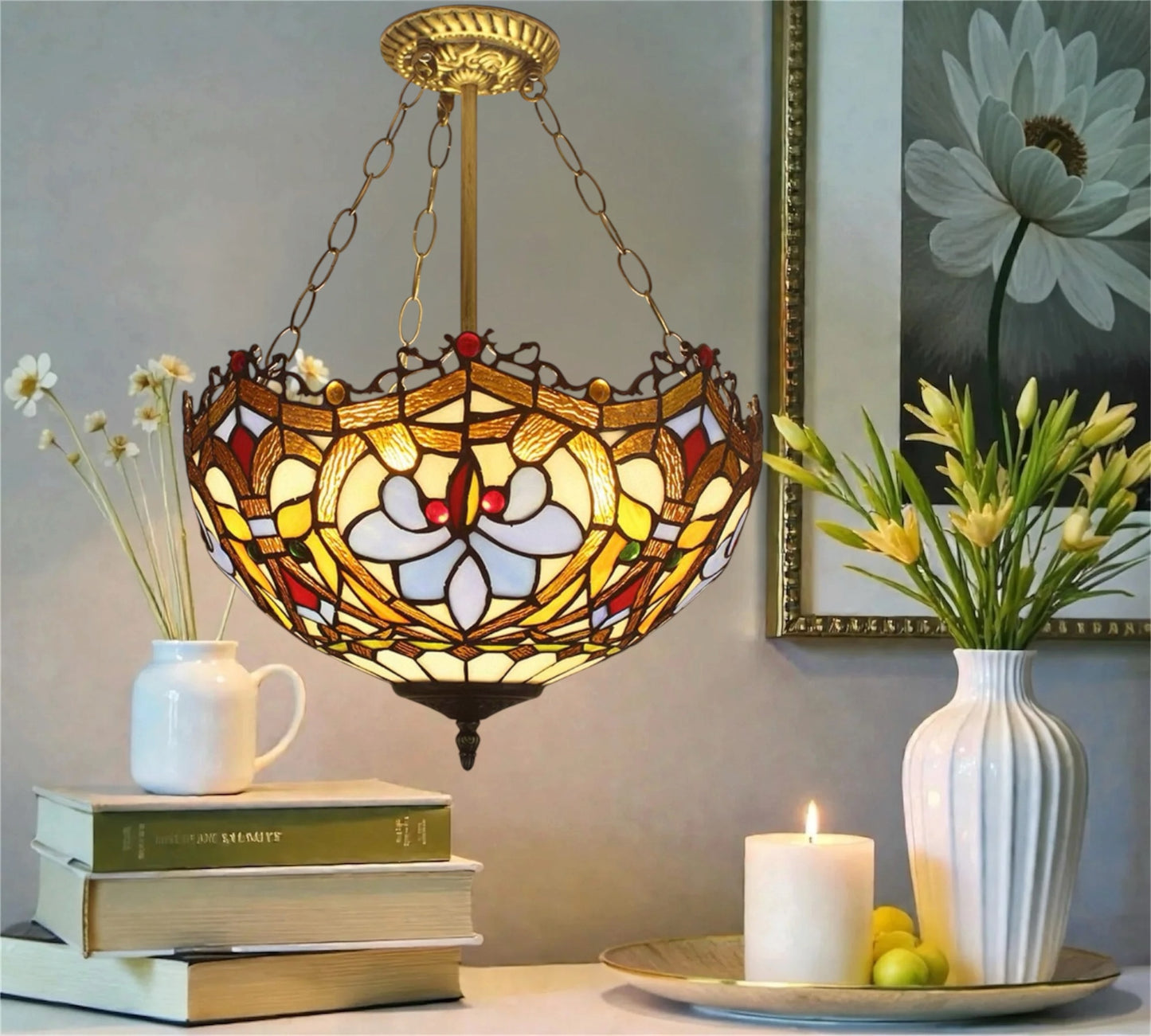 CDH 18" XLARGE Tiffany Upright Lamp 46cm shade (19029CR)