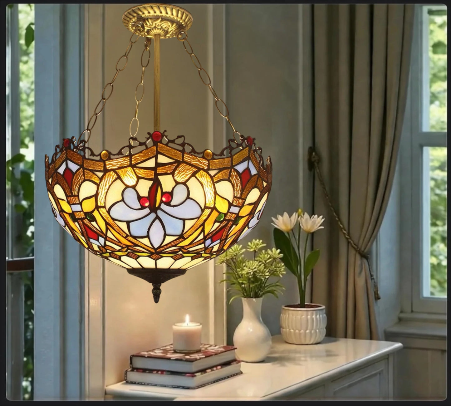 CDH 18" XLARGE Tiffany Upright Lamp 46cm shade (19029CR)