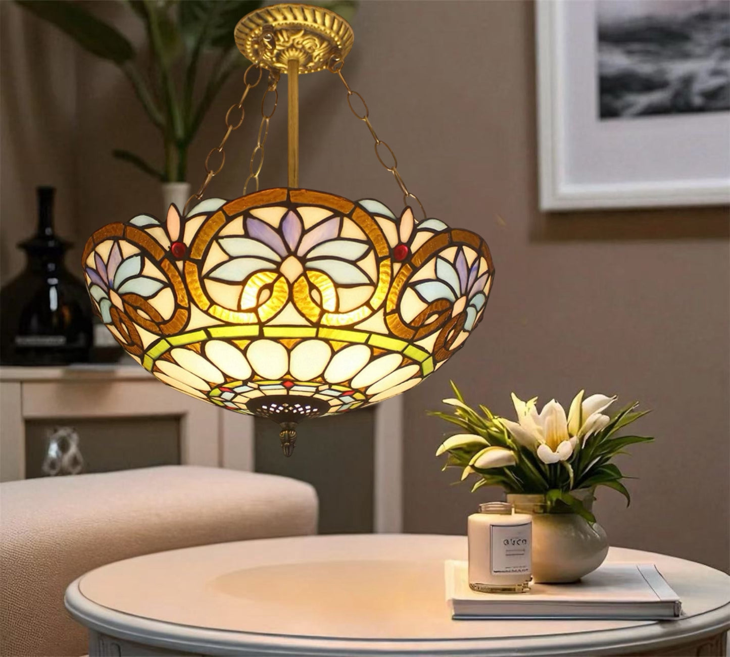 CDH 18" XLARGE Tiffany Upright Lamp 46cm shade (19019CR)