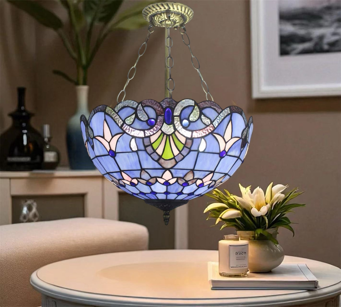CDH 18" XLARGE Tiffany Upright Lamp 46cm shade (19017CR)