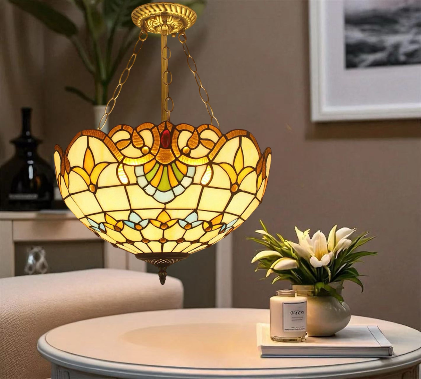 CDH 16" Tiffany Upright Lamp 40cm shade (16025CR)