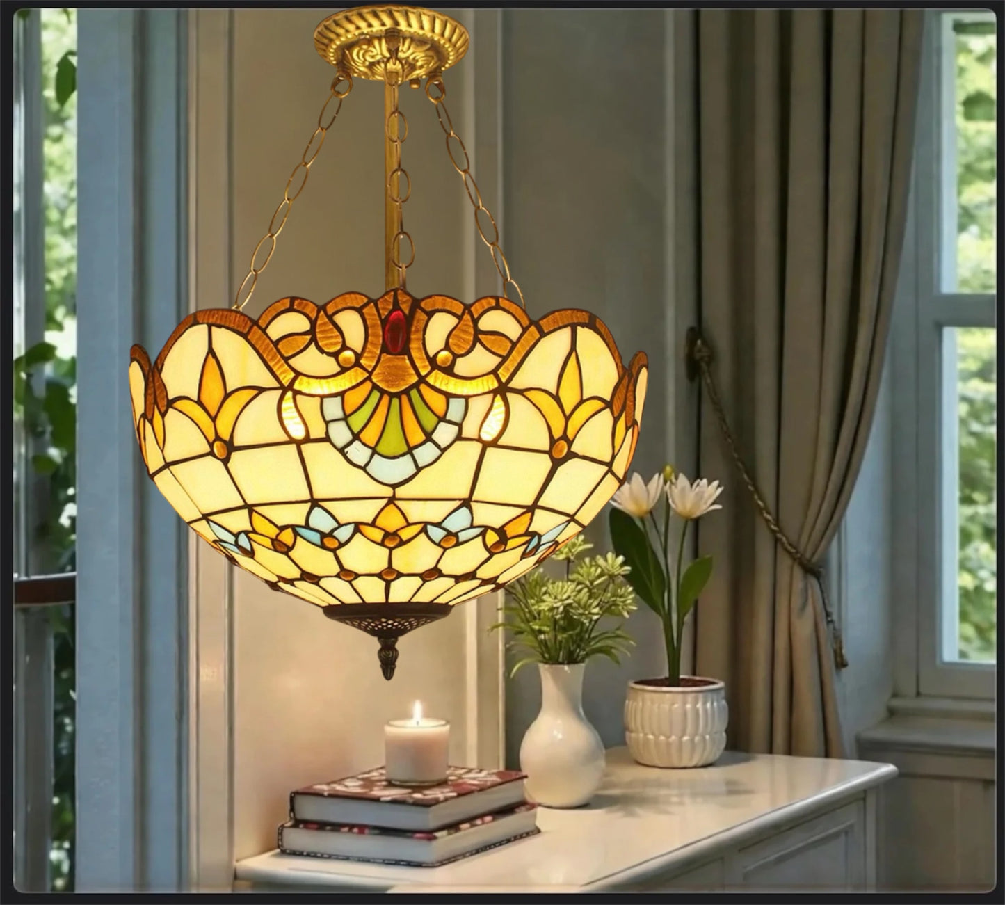 CDH 16" Tiffany Upright Lamp 40cm shade (16025CR)