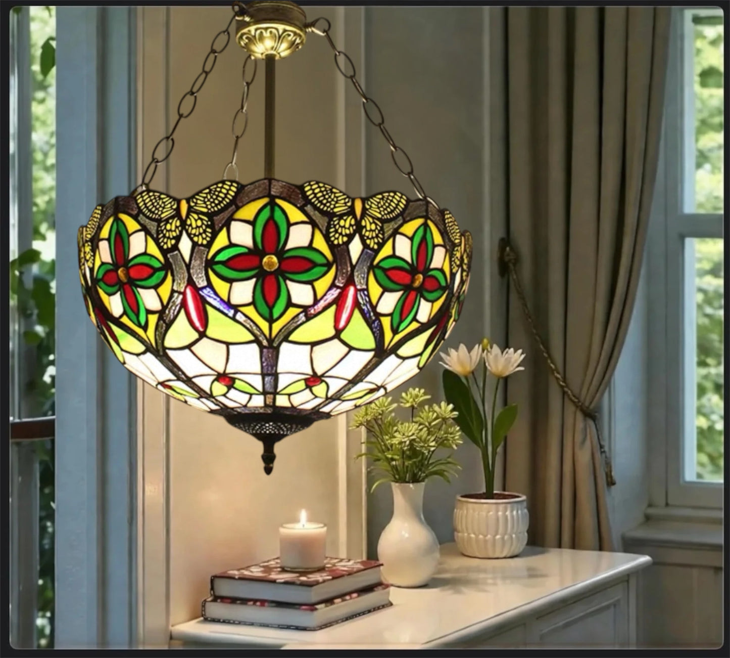 CDH 16" Tiffany Upright Lamp 40cm shade (11008XCR)