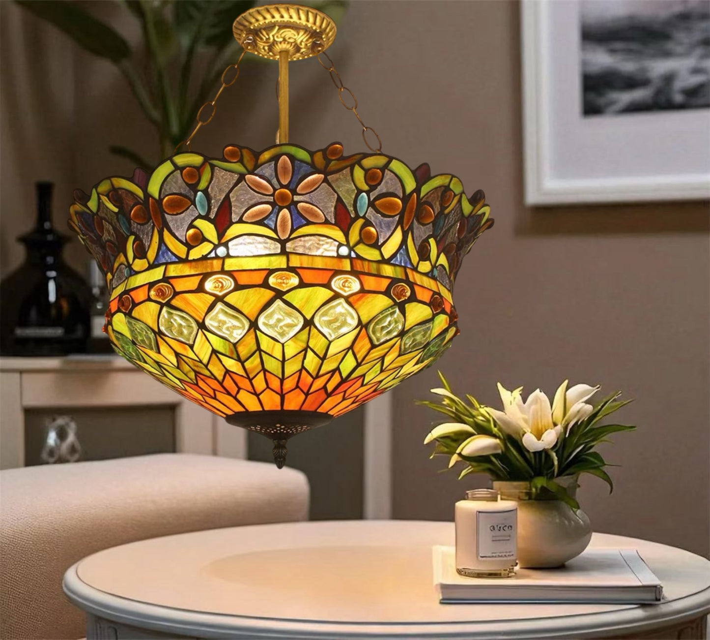 CDH 18" XLARGE Tiffany Upright Lamp 46cm shade (19002YCR)
