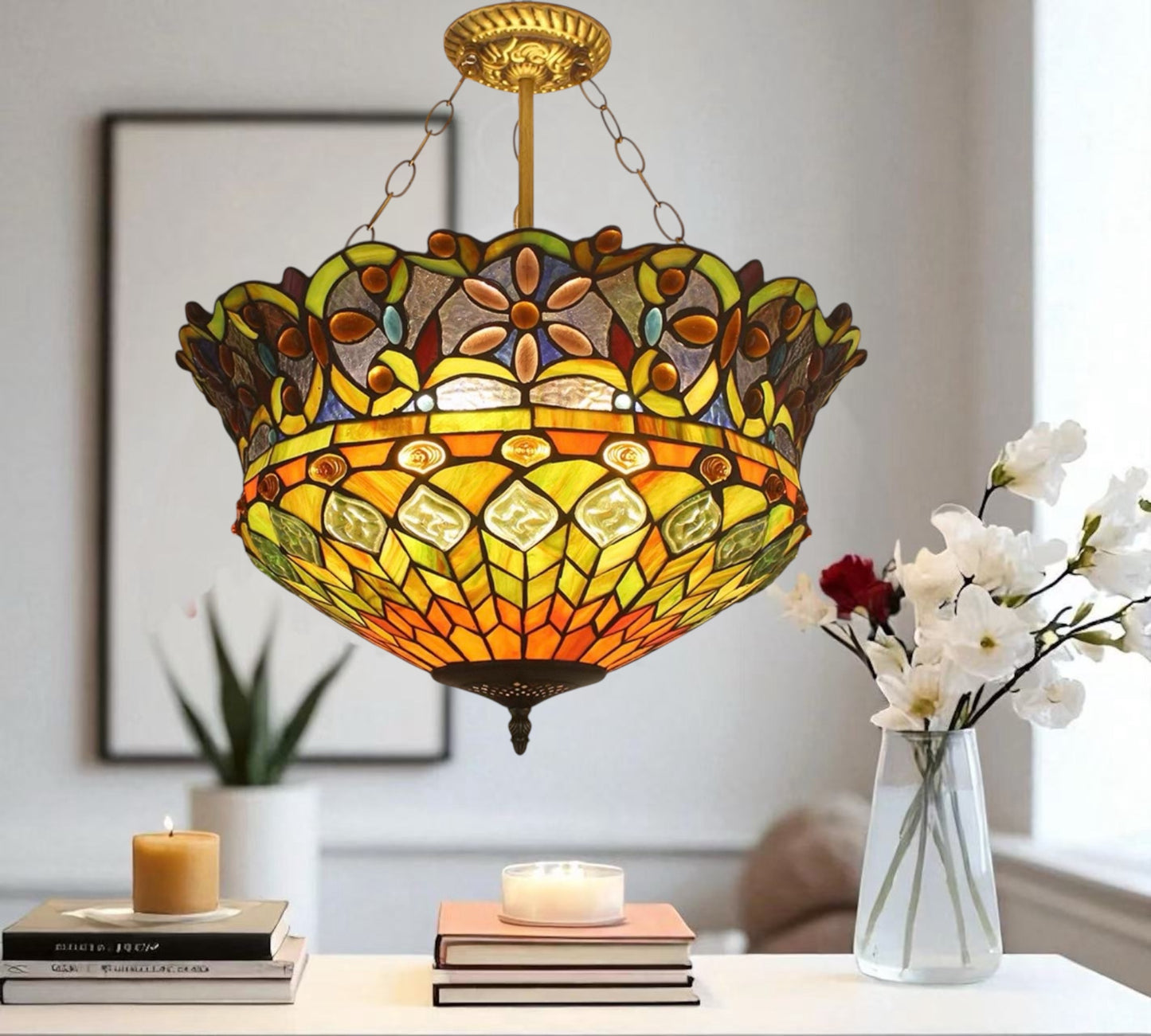 CDH 18" XLARGE Tiffany Upright Lamp 46cm shade (19002YCR)