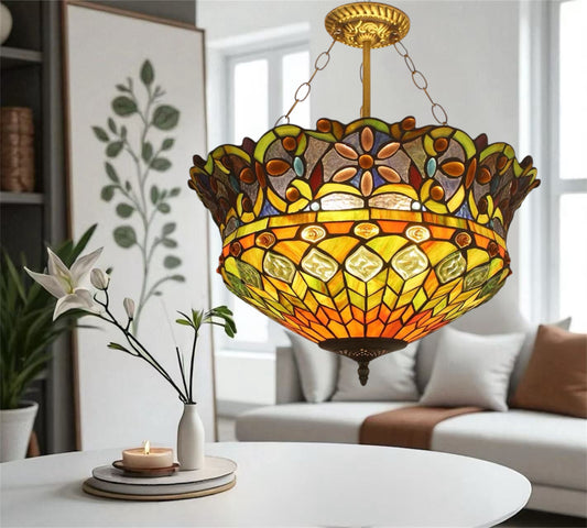 CDH 18" XLARGE Tiffany Upright Lamp 46cm shade (19002YCR)