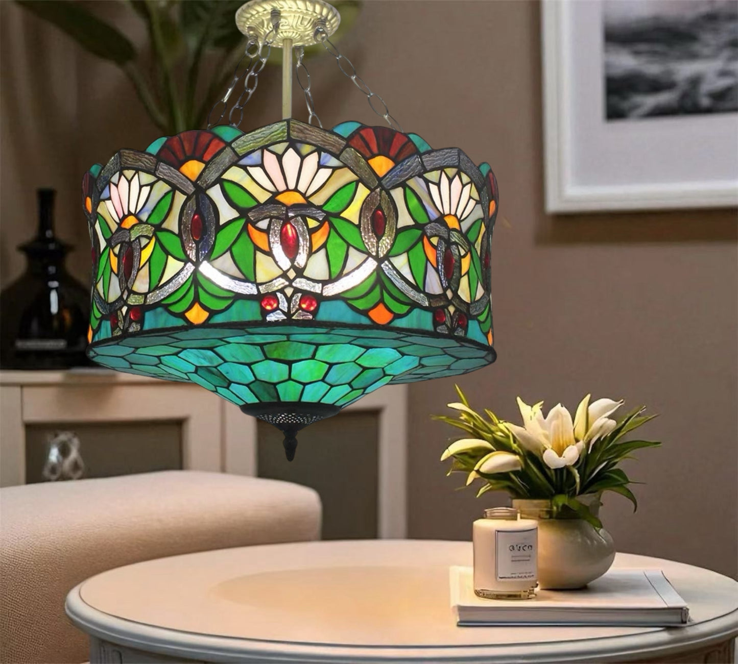 CDH 18" XLARGE Tiffany Upright Lamp 46cm shade (19001CR)