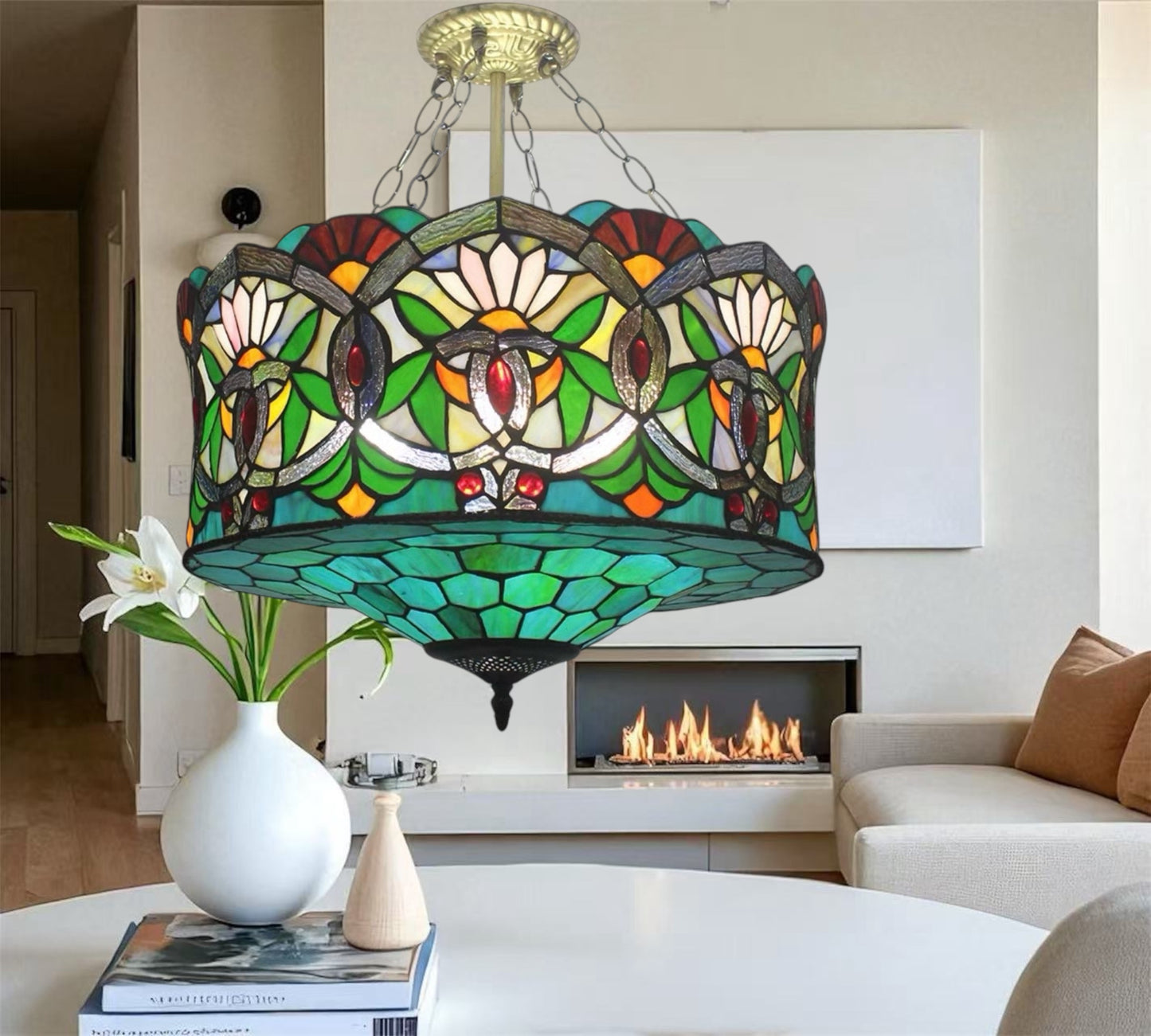 CDH 18" XLARGE Tiffany Upright Lamp 46cm shade (19001CR)