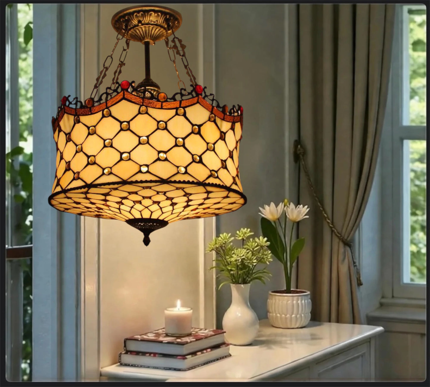 CDH 18" XLARGE Tiffany Upright Lamp 46cm shade (19009CR)