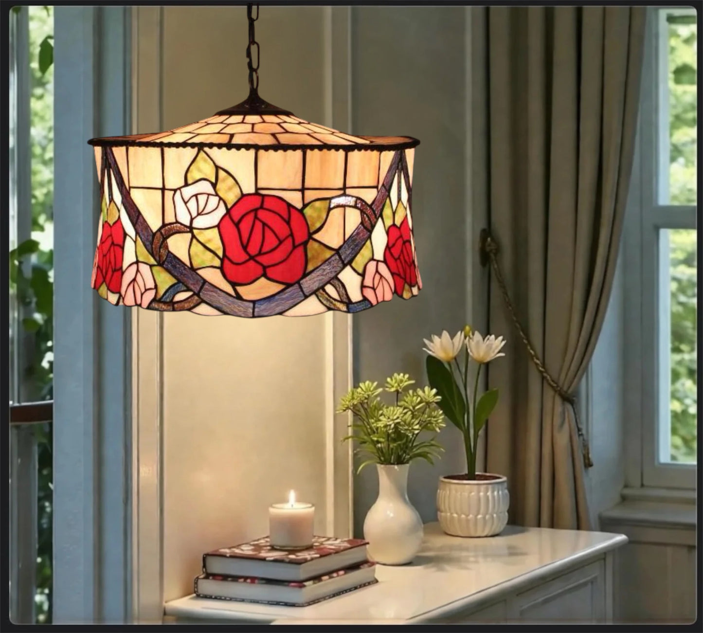 CDH 18" XLARGE Tiffany Pendant Lamp 46cm shade (19008C)
