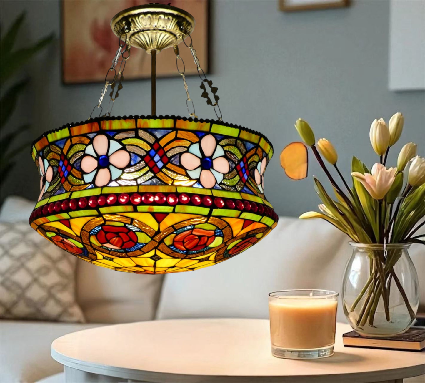 CDH 18" XLARGE Tiffany Upright Lamp 46cm shade (19007CR)