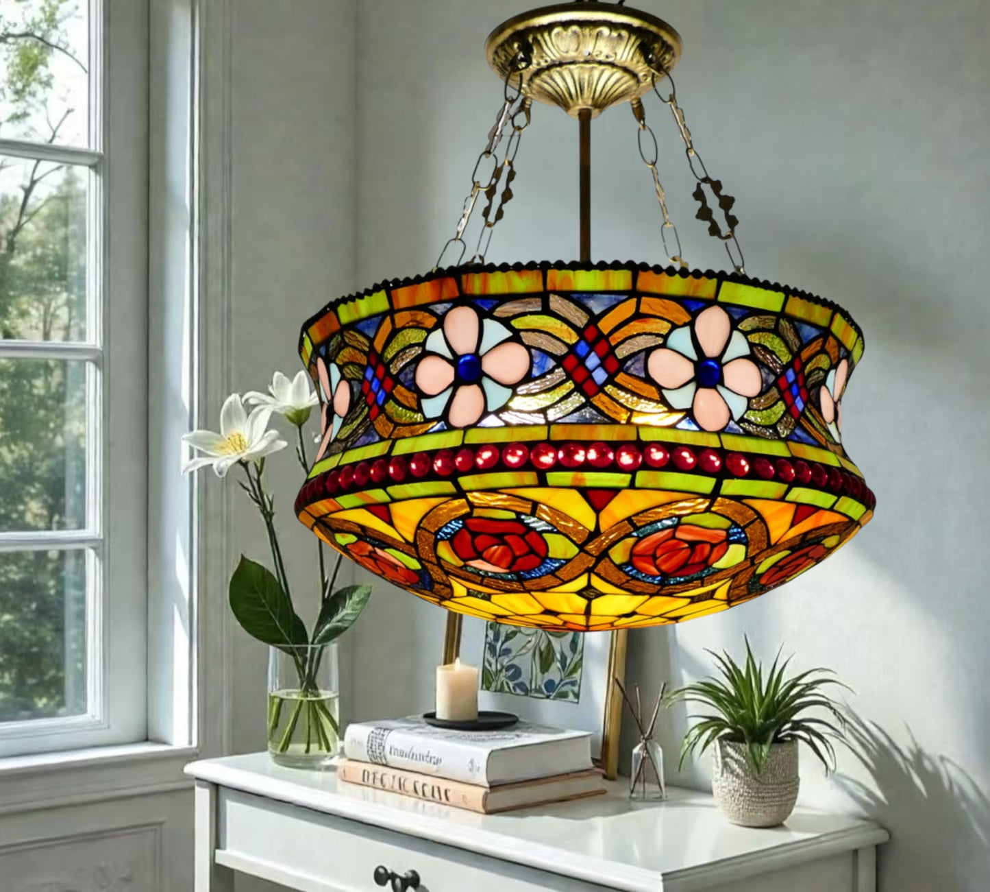 CDH 18" XLARGE Tiffany Upright Lamp 46cm shade (19007CR)