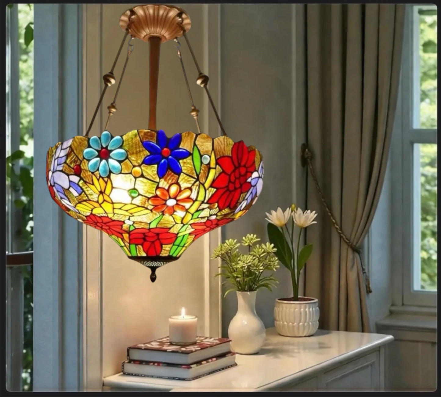 CDH 18" XLARGE Tiffany Upright Lamp 46cm shade (19013CR)