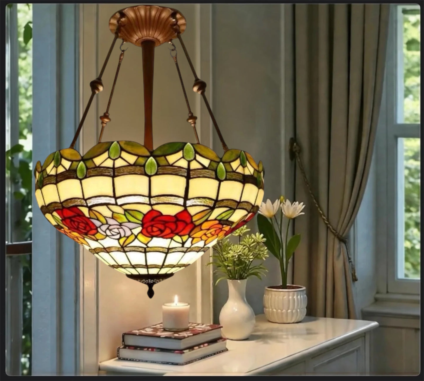 CDH 18" XLARGE Tiffany Upright Lamp 46cm shade (19012CR)