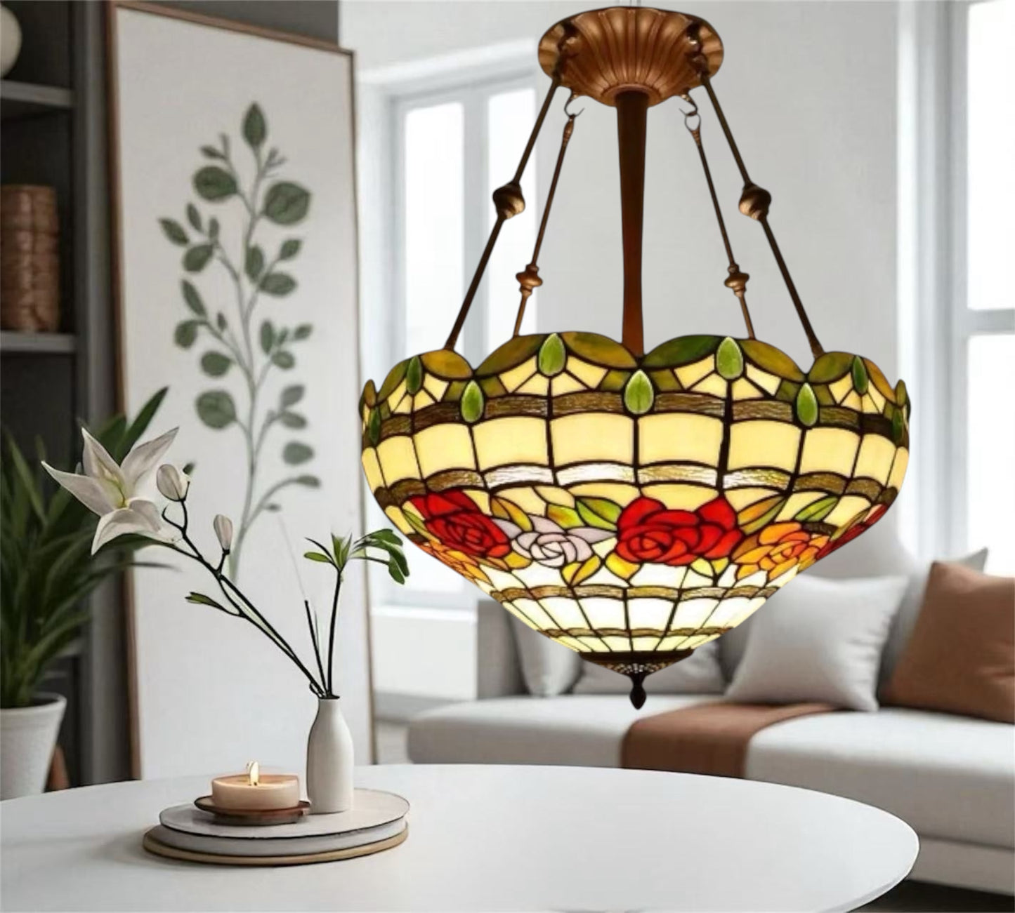 CDH 18" XLARGE Tiffany Upright Lamp 46cm shade (19012CR)