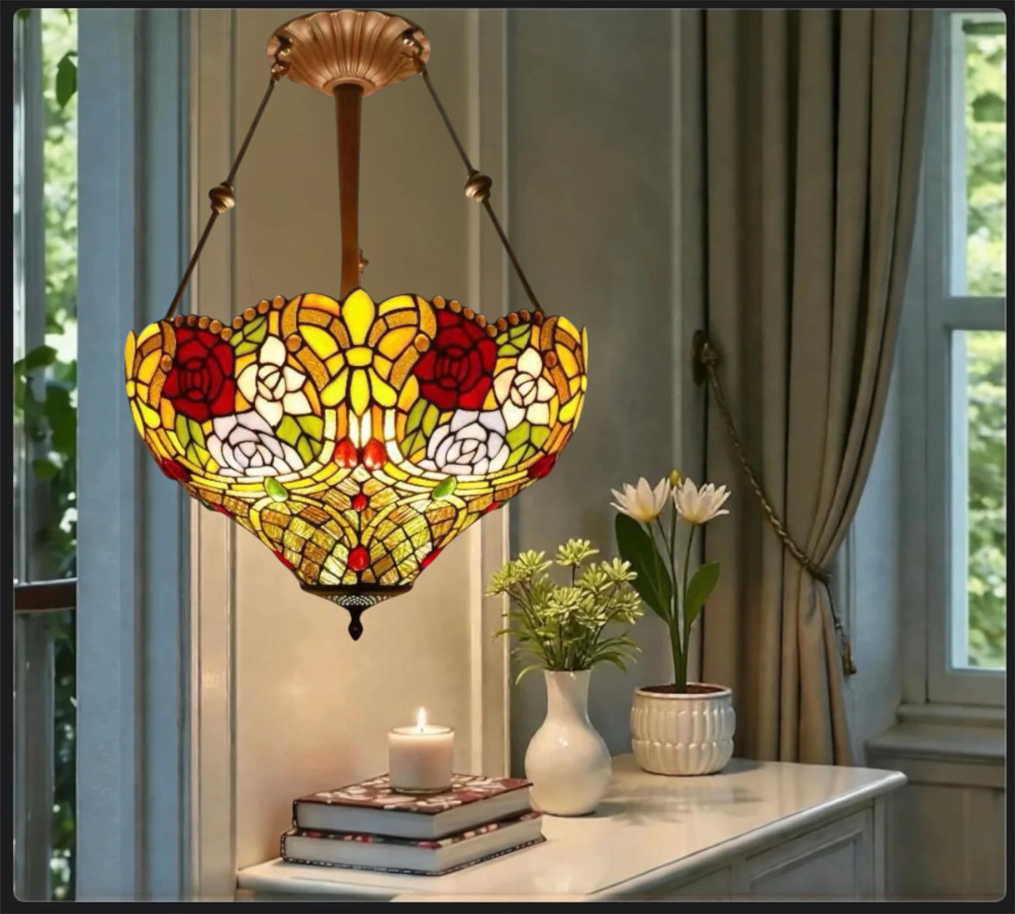 CDH 18" XLARGE Tiffany Upright Lamp 46cm shade (19006CR)