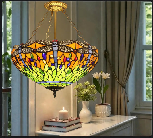 CDH 18" XLARGE Tiffany Upright Lamp 46cm shade (19015CR)