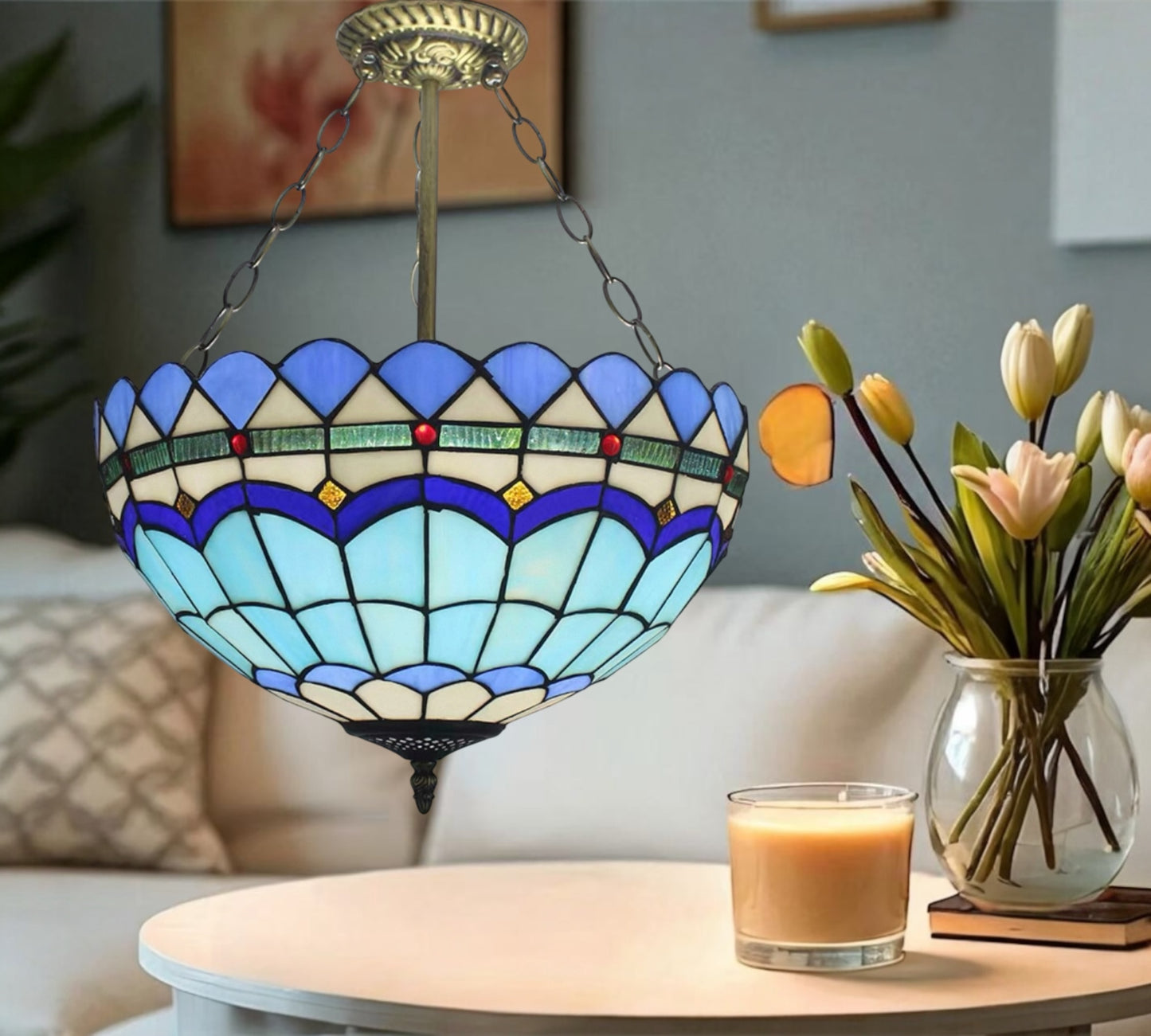 CDH 18" XLARGE Tiffany Upright Lamp 46cm shade (19023CR)