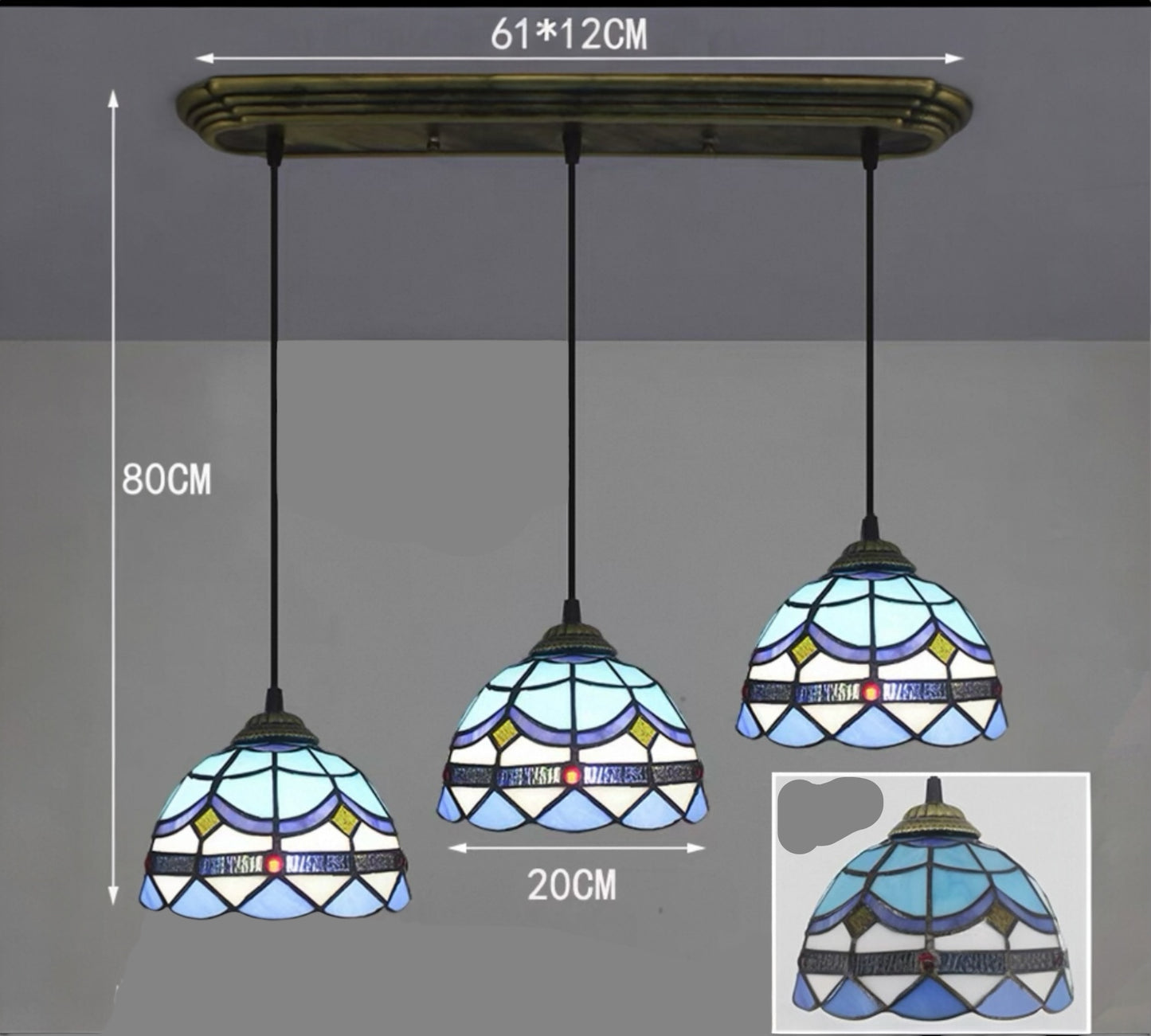CDH 10” Tiffany Pendant Lamp 20cm shades (12101P3)